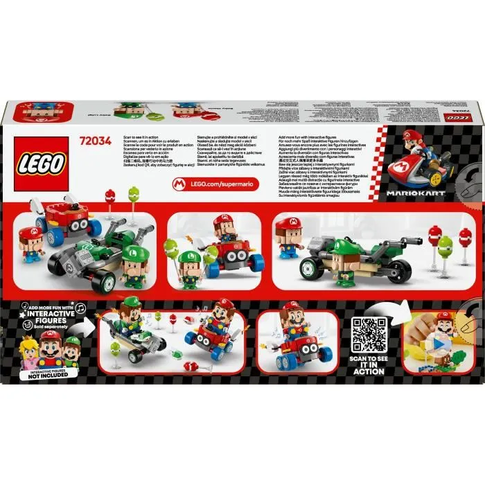 LEGO 72034 Super Mario Mario Kart - Set de Construction Bébé Mario vs Bébé Luigi avec 2 Voitures et 6 Ballons, Jeu Interactif pour Enfants à Partir de 8 Ans