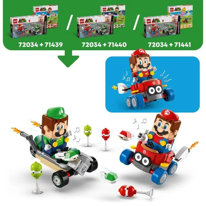 LEGO 72034 Super Mario Mario Kart - Set de Construction Bébé Mario vs Bébé Luigi avec 2 Voitures et 6 Ballons, Jeu Interactif pour Enfants à Partir de 8 Ans