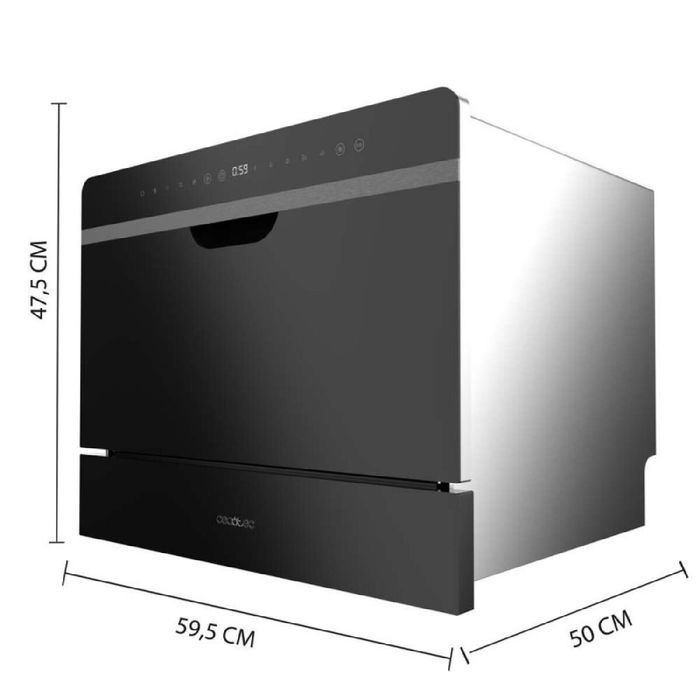 Cecotec Lave-vaisselle semi-intégré 6 services Bolero Aguazero 2500 S-BI, 48 dB