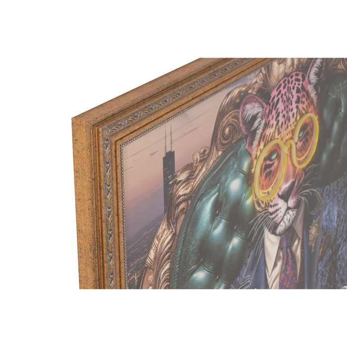 Home ESPRIT Toile Jaune Bleu Doré Léopard Lion Loft 100 x 4 x 100 cm (2 Unités)