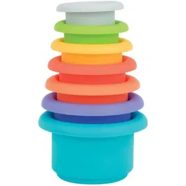 Nuby - Gobelets de bain empilables en silicone - Jouet éducatif avec 5 couleurs et 5 formes - Développement cognitif et motricité fine pour bébé