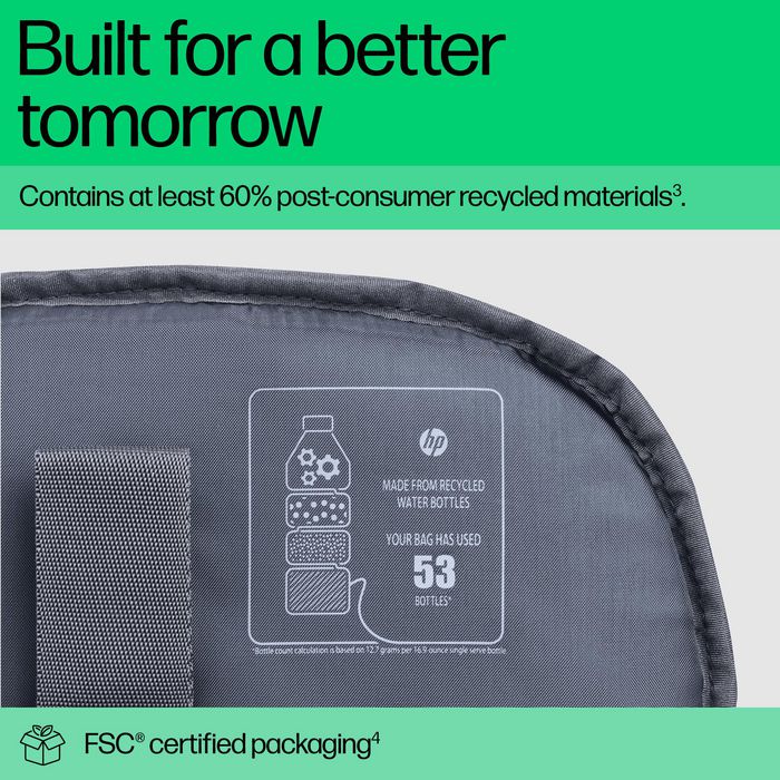 HP Sac à dos pour ordinateur portable Travel Plus, 30L-35L, 17 pouces, organisation multiple, polyester recyclé résistant à l'eau