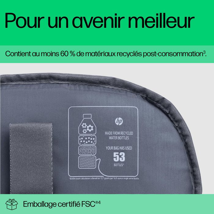 HP Sac à dos pour ordinateur portable Travel Plus, 30L-35L, 17 pouces, organisation multiple, polyester recyclé résistant à l'eau