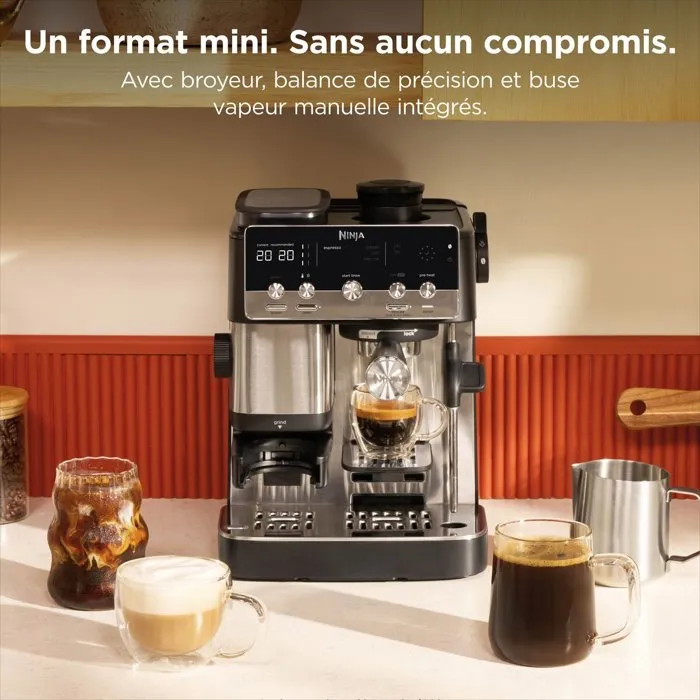 Ninja Luxe ES301EU BaristaAssist, Machine à café 2 en 1 espresso et filtre, Noir & Inox
