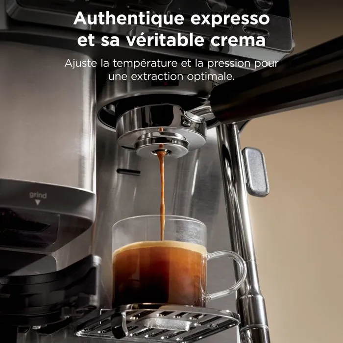 Ninja Luxe ES301EU BaristaAssist, Machine à café 2 en 1 espresso et filtre, Noir & Inox
