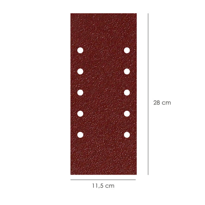 WOLFPACK LINEA PROFESIONAL Papier abrasif LO250 115x280 mm avec trous, grain 40 (10 pièces)