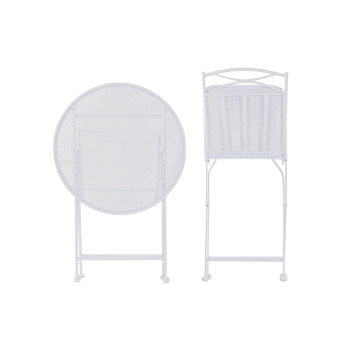 Ensemble Table + 2 Chaises Home ESPRIT Blanc Fer 60 x 60 x 70 cm