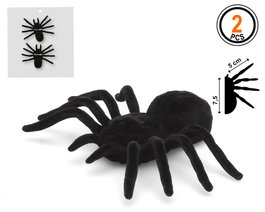Set de 2 araignées noires de 7,5 cm pour Halloween