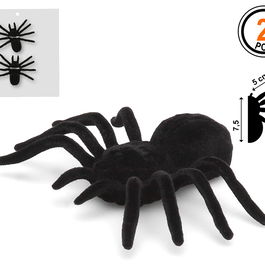 Accessoires Araignée Noire Effrayante pour Halloween - Lot de 2 Pièces en Plastique Souple de 7,5 cm - Décoration de Fête Terrifiante