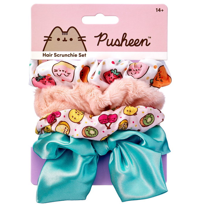 Pusheen Set de 4 bandeaux à cheveux à motif fruits pour femme - Polyester, Satine et Paillettes