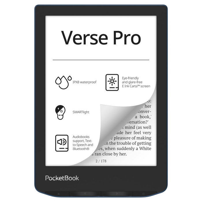 PocketBook Verse Pro : Liseuse 6 pouces E Ink Carta, 16 Go, Bluetooth, IPX8, SMARTlight PocketBook Verse Pro : Liseuse 6 pouces E Ink Carta, 16 Go, Bluetooth, IPX8, SMARTlight