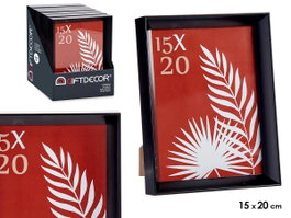 Giftdecor Porte-photo en plastique moulure noir 15x20 cm avec verre et crochet de suspension (Set de 24)