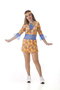 Creaciones Llopis - Déguisement Adulte Hippie en Gaze Bleue - Taille S - Vêtement et Bandeau - Orange