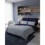 Parure de lit King Size Rayures Bleu foncé, 1 housse de couette et 2 taies d'oreiller