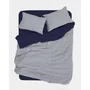 Parure de lit King Size Rayures Bleu foncé, 1 housse de couette et 2 taies d'oreiller