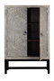 GINER Y COLOMER Armoire 2 portes en bois de manguier et métal patiné gris antiquité, avec soleil fleuri et étagères, 180 x 116 x 42 cm