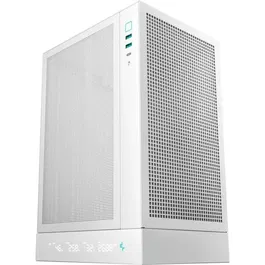 Deepcool CH170 Digital - Boîtier PC Gaming Mini-ITX Blanc sans Alimentation, Façade Mesh, Panneau Verre Trempé et Affichage Digital