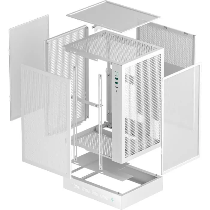 Deepcool CH170 Digital - Boîtier PC Gaming Mini-ITX Blanc sans Alimentation, Façade Mesh, Panneau Verre Trempé et Affichage Digital