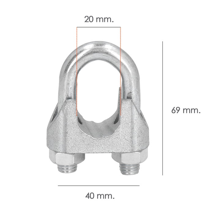 WOLFPACK LINEA PROFESIONAL Serre-câbles galvanisé 20 mm 3/4 pouces