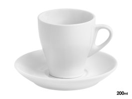 VESSIA Ensemble de 24 tasses et soucoupes en porcelaine blanche 200ml