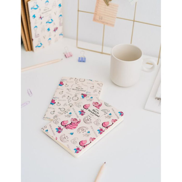 ERIK - Set de 3 carnets de notes A6 Disney Alice au Pays des Merveilles avec pages unies, lignées et pointillées