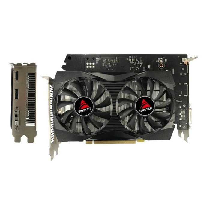 Biostar GeForce GTX 1050 Ti 4GB GDDR5 Carte Graphique PCI Express 3.0 HDMI DisplayPort Noir Gris 2 Ventilateurs