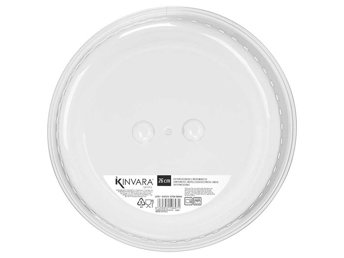 Kinvara Tapa de protection micro-ondes transparente 25 x 6.5 x 25 cm plastique PP (Set de 48)