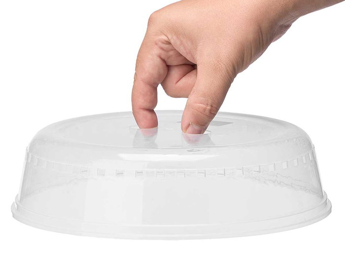 Kinvara Tapa de protection micro-ondes transparente 25 x 6.5 x 25 cm plastique PP (Set de 48)