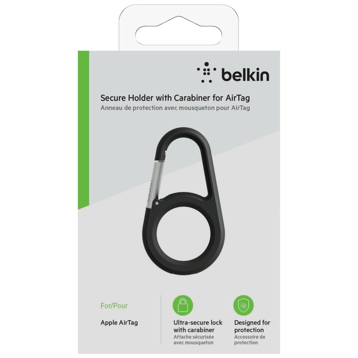 Belkin Support sécurisé avec mousqueton pour Apple AirTag, Noir