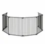 Nordlinger Pro Barrière Pare-Feu pour Cheminée ou Poêle à Bois 6 Pans - 360 cm - Noir - Sécurité Enfants et Adultes avec Portillon - Design Pliable