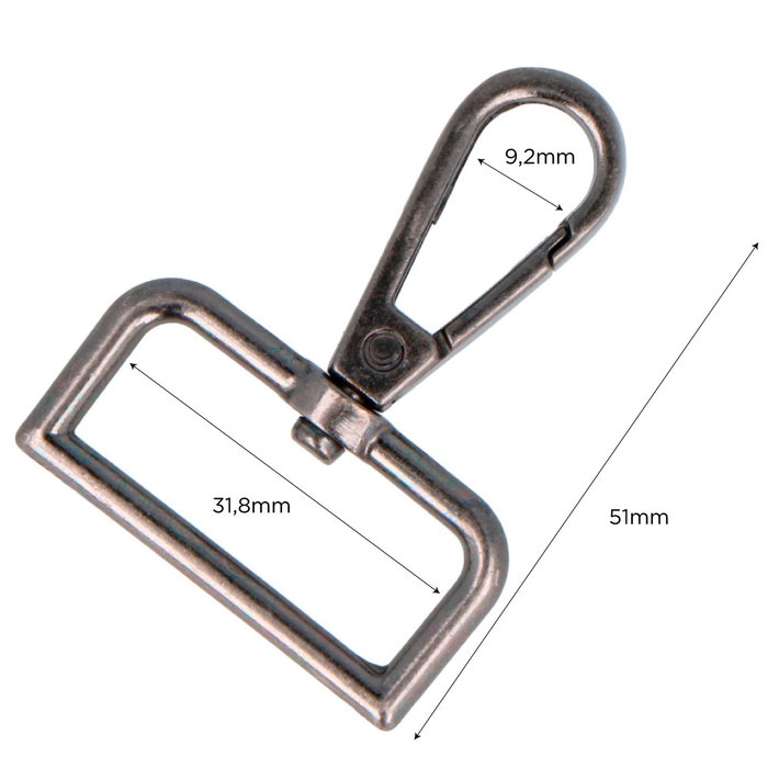 Innspiro Mosquetón con anilla rectangular Plata vieja 30 mm (Lot de 5) inevitable
