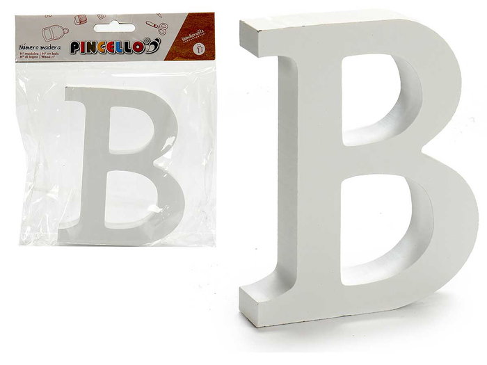 Pincello Lettre B en Bois Blanc 2x16x14,5 cm (Set de 24) Pincello Lettre B en Bois Blanc 2x16x14,5 cm (Set de 24)