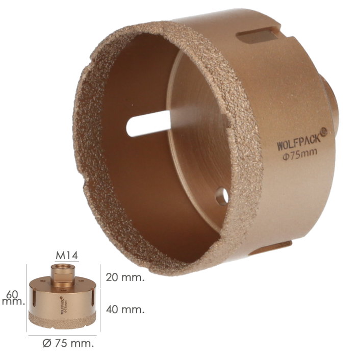 WOLFPACK LINEA PROFESIONAL Couronne Diamante M14 Ø 75 mm. (75 mm)