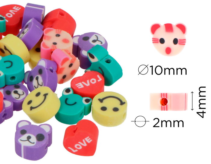 Innspiro Perles en pâte polymère motifs enfantins 10x4mm