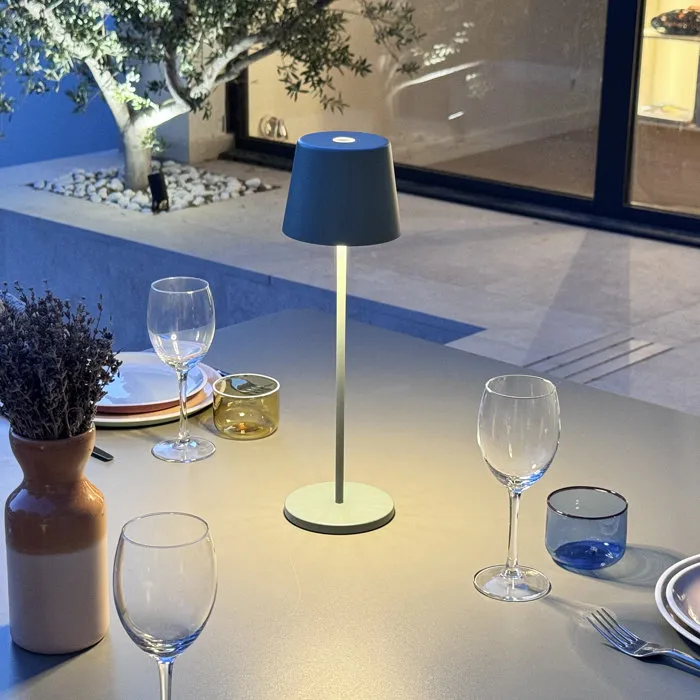 Lumisky Lampe de Table LED Sans Fil KELLY OLIVE - Aluminium Vert - Blanc Chaud Dimmable - Rechargeable - 7h Autonomie - H38 cm