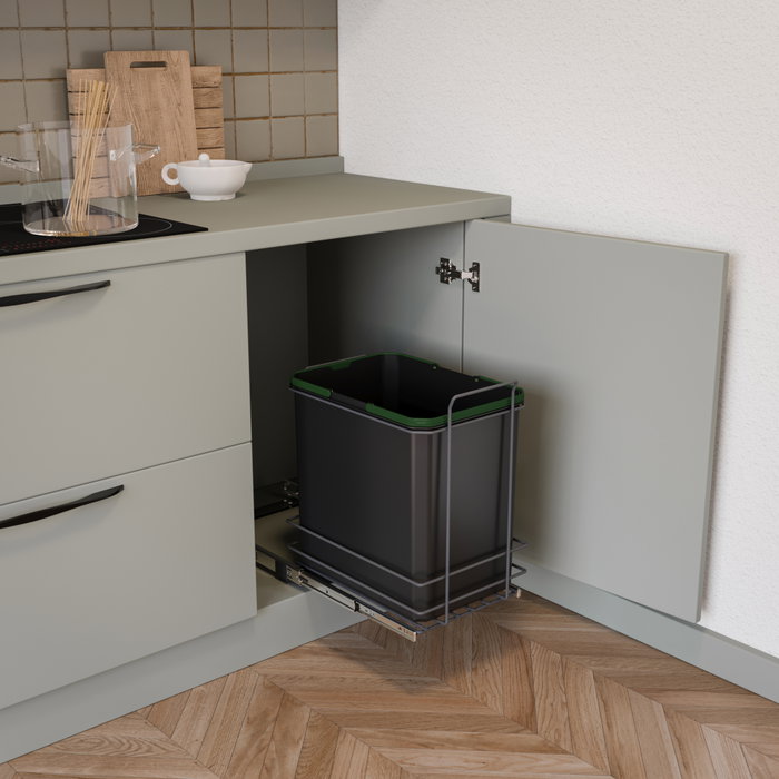 Emuca Recycle Poubelle de recyclage 1x35 litres, Gris anthracite Emuca Recycle Poubelle de recyclage 1x35 litres, Gris anthracite