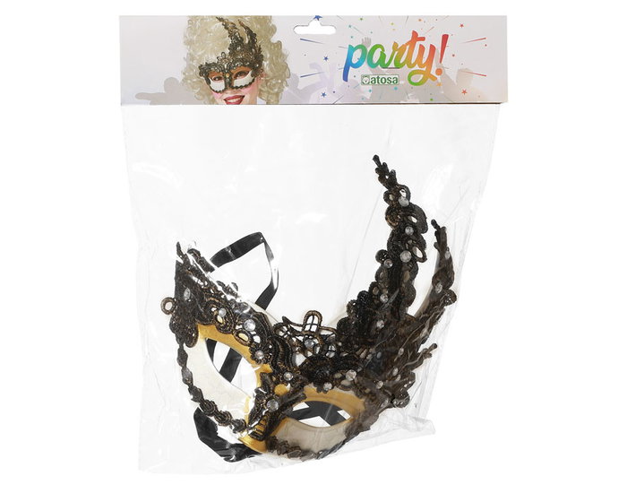 Masque Venise Blanc Doré pour Femme Adulte - Déguisement Époque avec Encage et Brillants pour Fête Masquée ou Carnaval