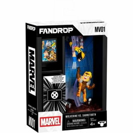 Fandrop Wolverine vs Dents-de-Sabre - Vitrine avec scène culte et mini affiche (18 cm)