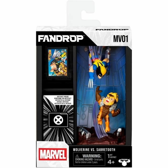 Fandrop Wolverine vs Dents-de-Sabre - Vitrine avec scène culte et mini affiche (18 cm)