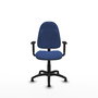 Chaise de bureau Algarra avec mécanisme de contact permanent de base, recouverte de tissu bleu marine. Équipée d'une base en polyamide noir, d'accoudoirs 1D et de butées
