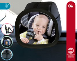 KioKids Rétroviseur bébé arrière orientable pour siège auto à contre-sens avec fixation par sangles