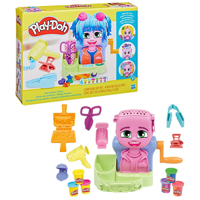 Play-Doh Set de jeu Peluquería Con Estilo F8807 - Salon de coiffure créatif avec pâte à modeler pour enfants +3 ans - Version multilingue Play-Doh Set de jeu Peluquería Con Estilo F8807 - Salon de coiffure créatif avec pâte à modeler pour enfants +3 ans - Version multilingue