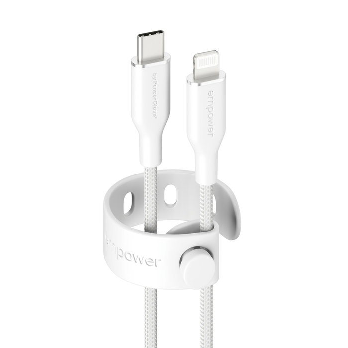 PanzerGlass empower Racing Câble USB-C vers Lightning 60W, 1,2 m, Blanc / Argent