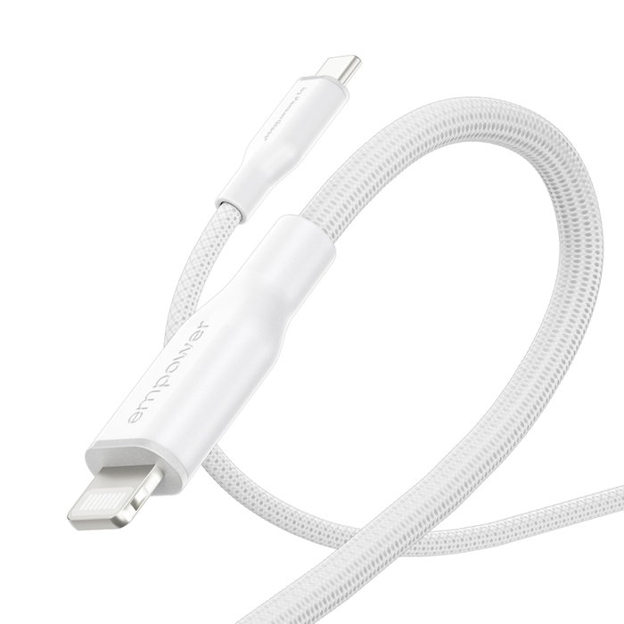PanzerGlass empower Racing Câble USB-C vers Lightning 60W, 1,2 m, Blanc / Argent