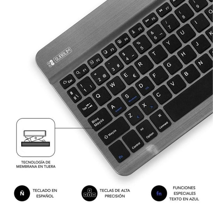 Clavier Bluetooth Subblim SUB-KBT-SM0002 Gris Espagnol Qwerty
