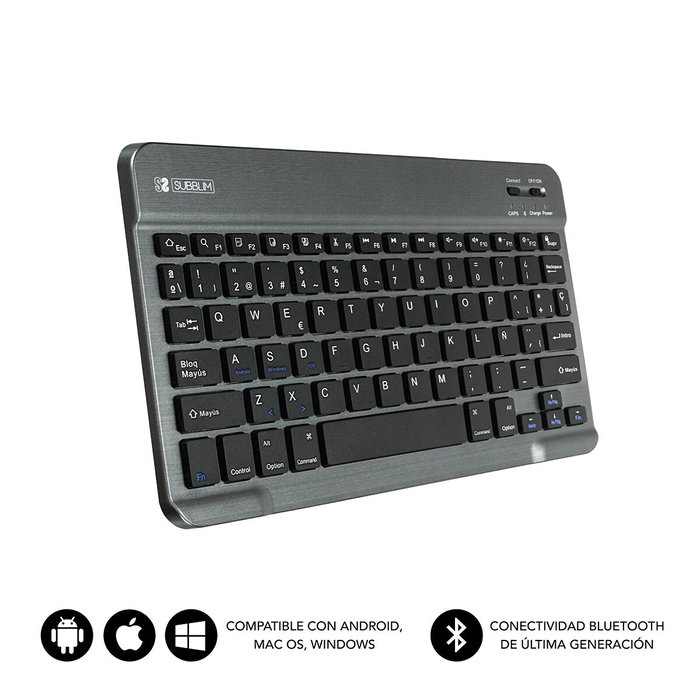 Clavier Bluetooth Subblim SUB-KBT-SM0002 Gris Espagnol Qwerty Clavier Bluetooth Subblim SUB-KBT-SM0002 Gris Espagnol Qwerty