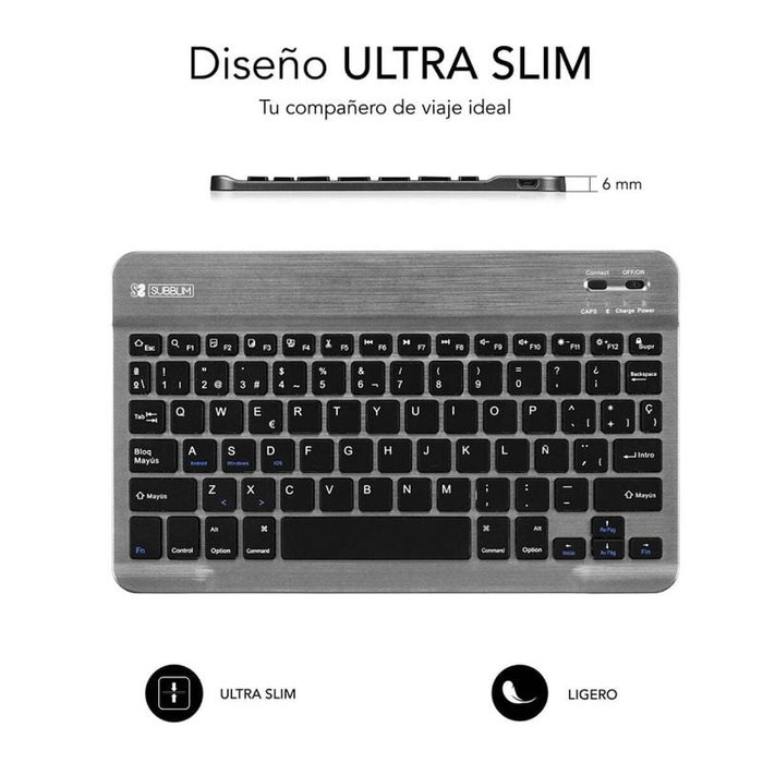 Clavier Bluetooth Subblim SUB-KBT-SM0002 Gris Espagnol Qwerty Clavier Bluetooth Subblim SUB-KBT-SM0002 Gris Espagnol Qwerty