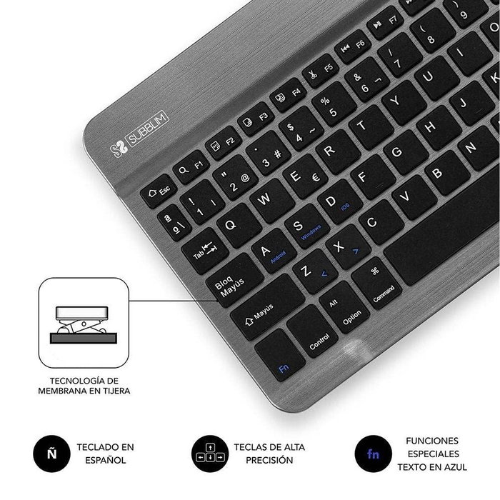 Clavier Bluetooth Subblim SUB-KBT-SM0002 Gris Espagnol Qwerty Clavier Bluetooth Subblim SUB-KBT-SM0002 Gris Espagnol Qwerty