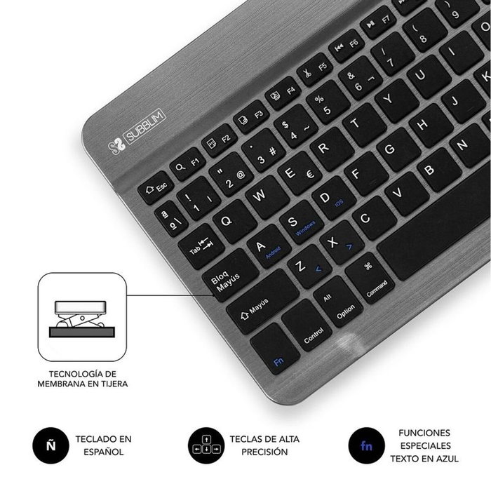 Clavier Bluetooth Subblim SUB-KBT-SM0002 Gris Espagnol Qwerty Clavier Bluetooth Subblim SUB-KBT-SM0002 Gris Espagnol Qwerty
