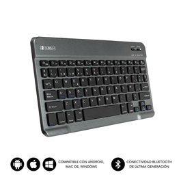 Subblim KBT-SM0002 Clavier sans fil Bluetooth 3.0 QWERTY Espagnol Ultra-fin 6mm Rechargeable pour Tablette Smartphone PC